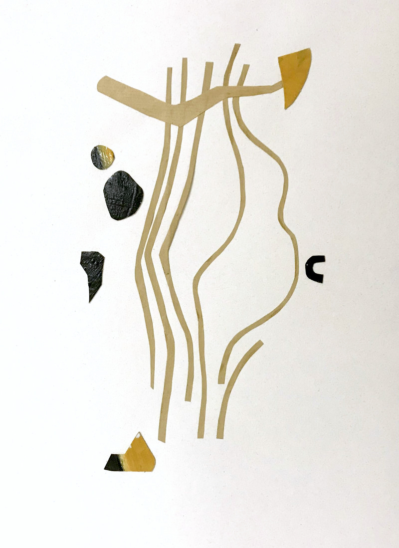 Encore après n°1 Images poétiques, Collage papier et de fragments de toiles peintes, Support papier Canson texturé 30cm x 40cm - 2023/2024