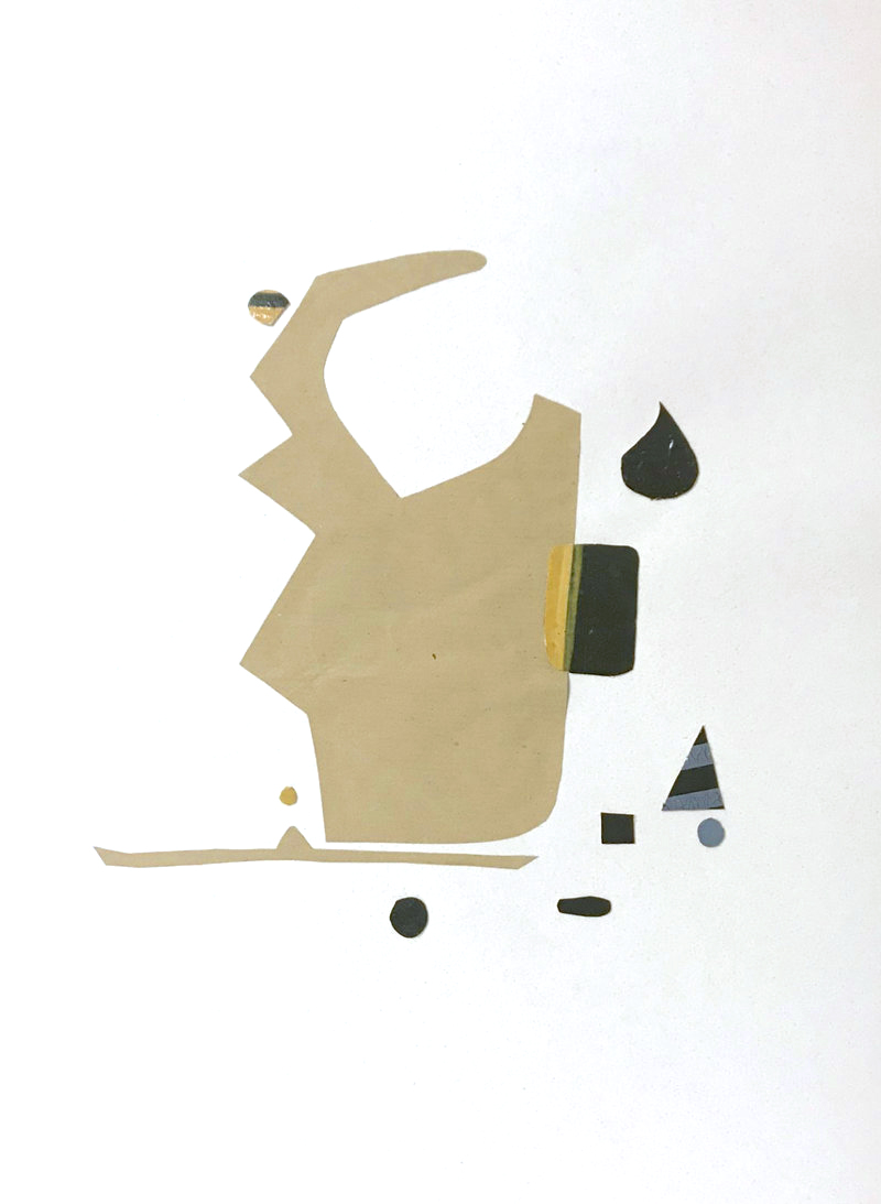 Encore après n°11 Images poétiques, Collage papier et de fragments de toiles peintes, Support papier Canson texturé 30cm x 40cm - 2023/2024