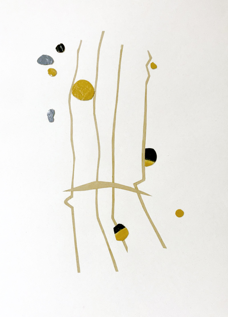 Encore après n°6 Images poétiques, Collage papier et de fragments de toiles peintes, Support papier Canson texturé 30cm x 40cm - 2023/2024