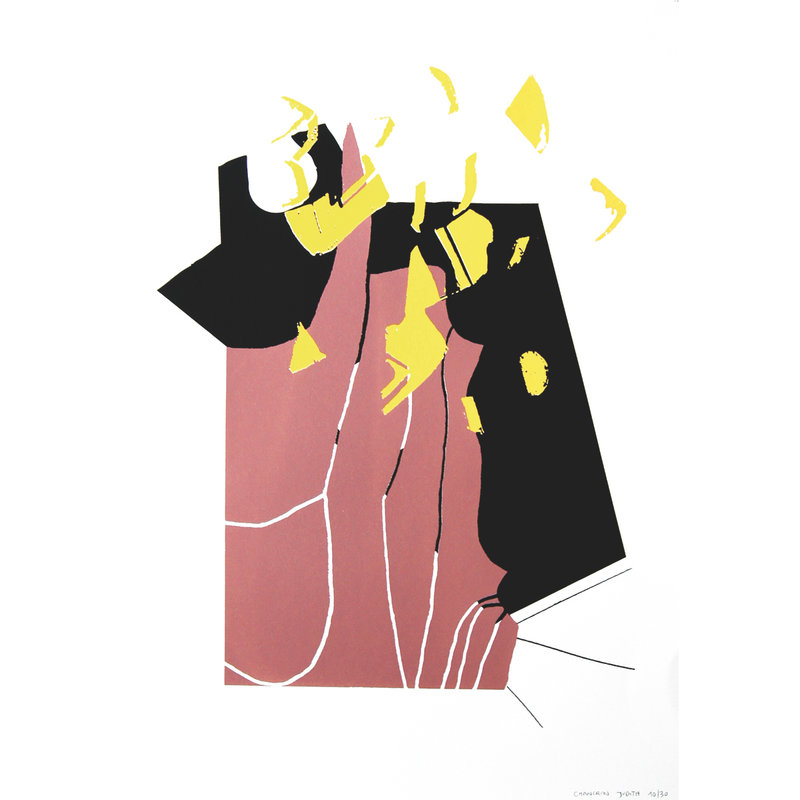 Sans-titre rose noir jaune, Sérigraphie 3 couleurs, 50cmx70cm 2022